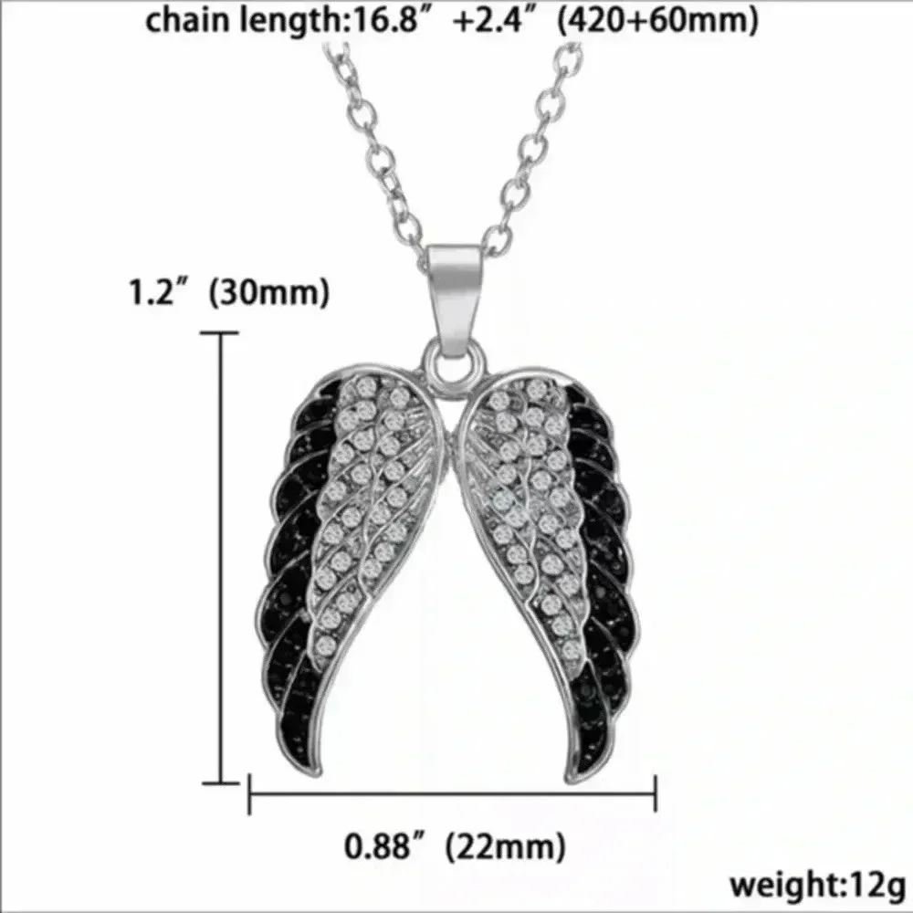 Crystal Angel Wings Stainless Steel Necklace NWT